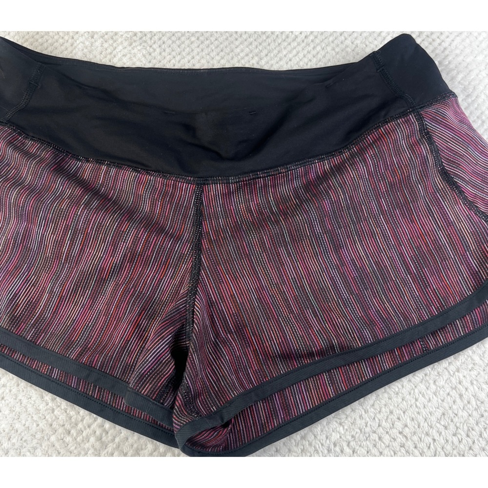 Lululemon Speed Up Shorts Size 8 Multicolor Static Stripe Running Athletic Black - Picture 2 of 8